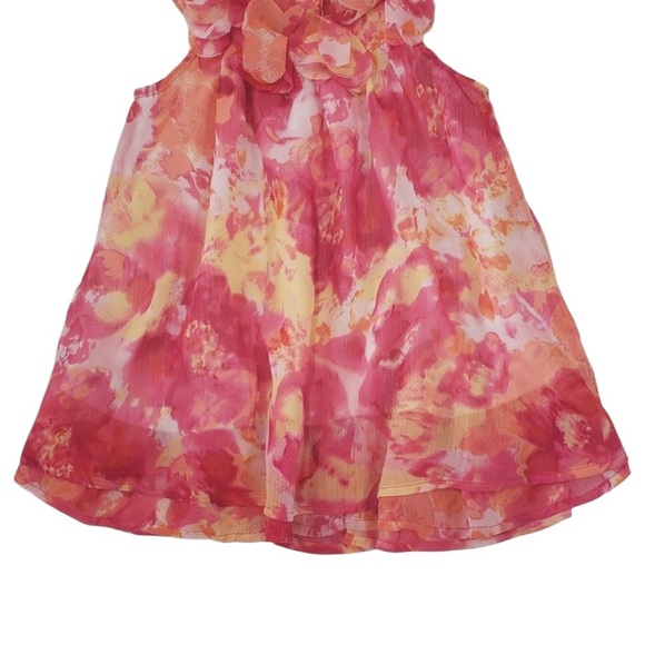 Blueberi Boulevard Pink Yellow Flowy Dress Floral Sleeveless Toddler Girl 4T - Picture 3 of 10